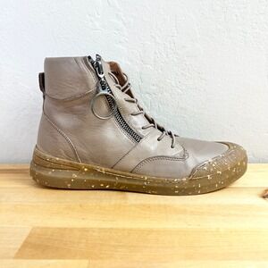 Sheridan Mia Boots Brown Leather High Top Lace‎ Up Zip Alba Size US 6.5 EU 37